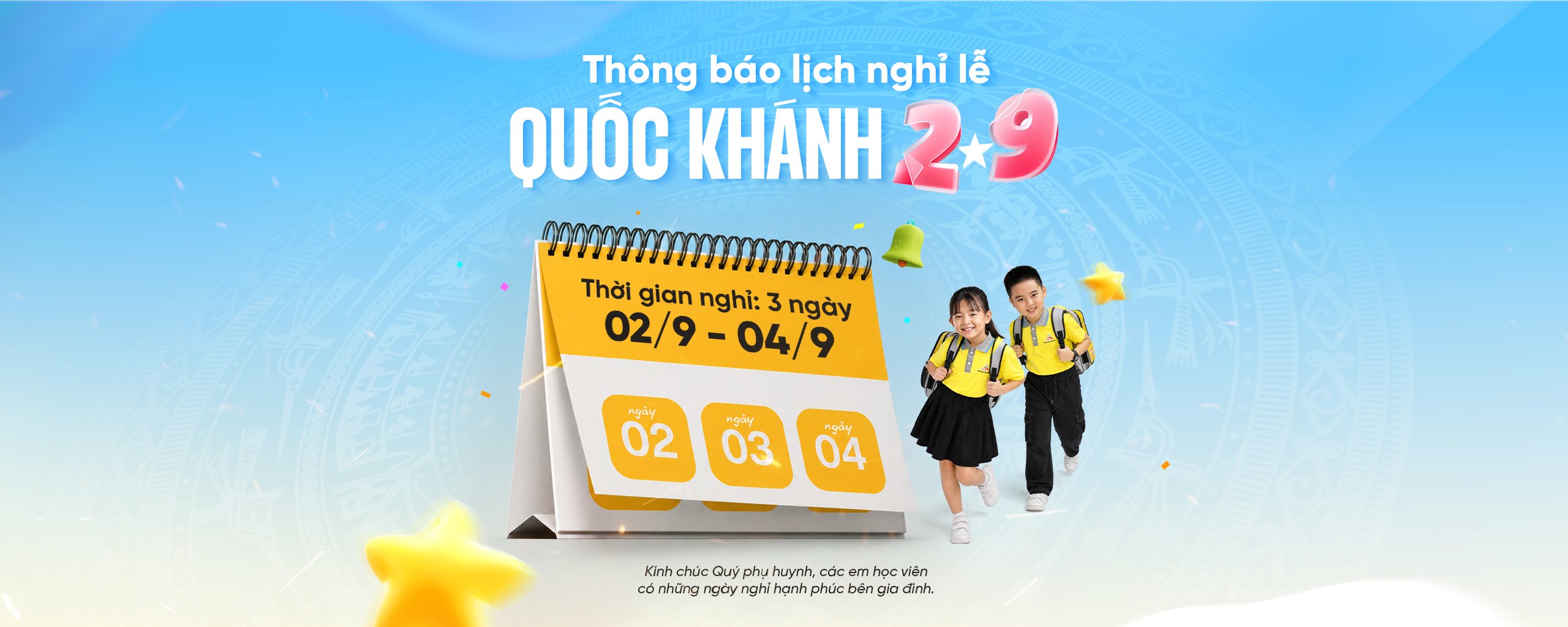 Thông báo lịch nghỉ Lễ Quốc Khánh 2-9-2026
